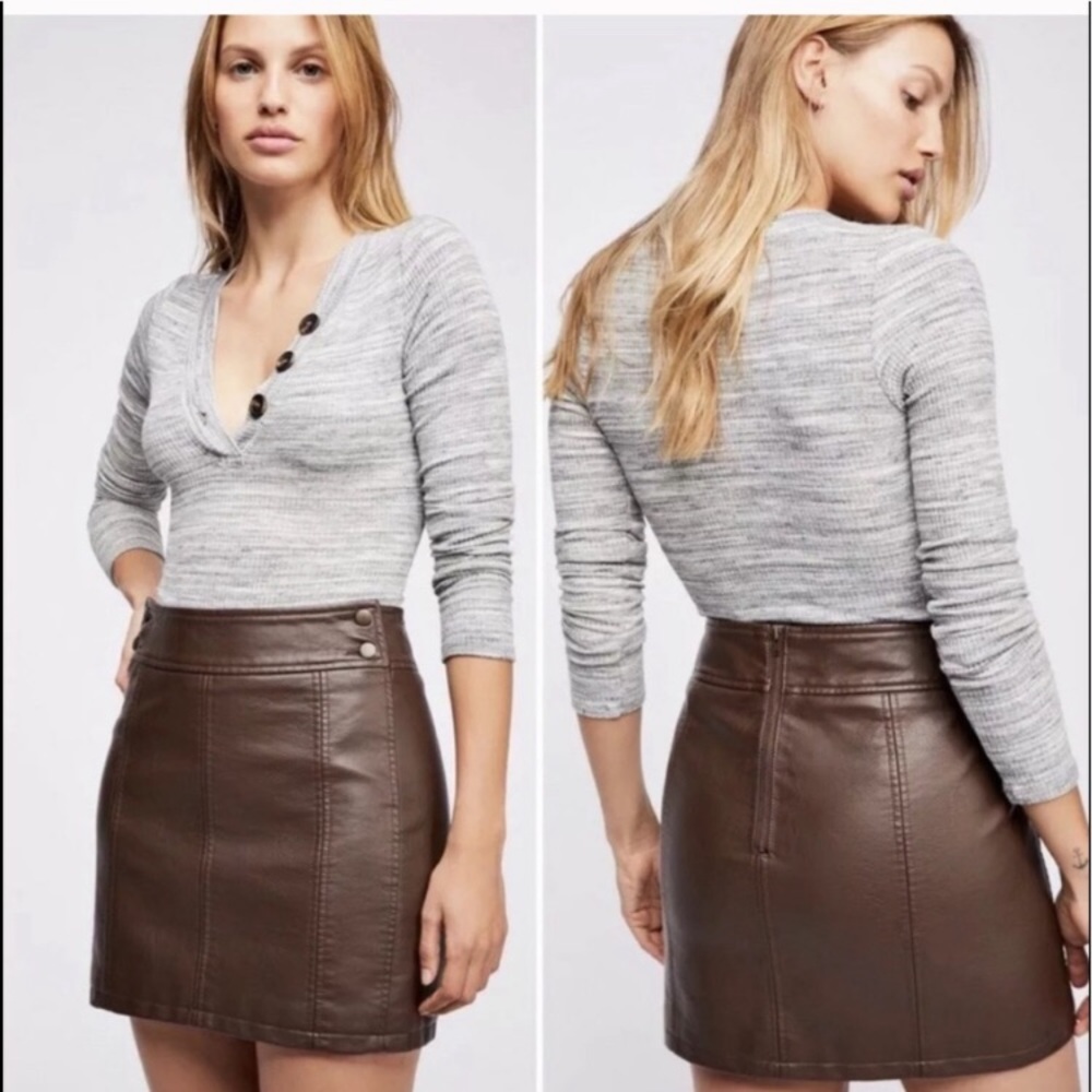 Free people, leather skirt.